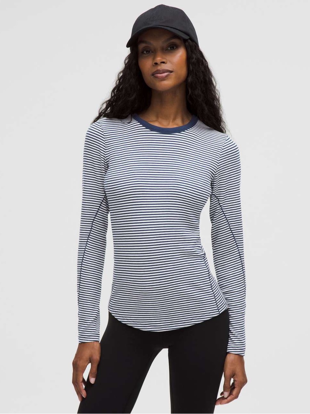 Lululemon “Hold Tight” Long Sleeve in Minute Stripe White/Club Blue Size 4